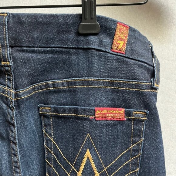 7 For All Mankind ‘A’ pocket Dark Blue Flare Bootcut Jeans Sz 28 - Picture 7 of 16